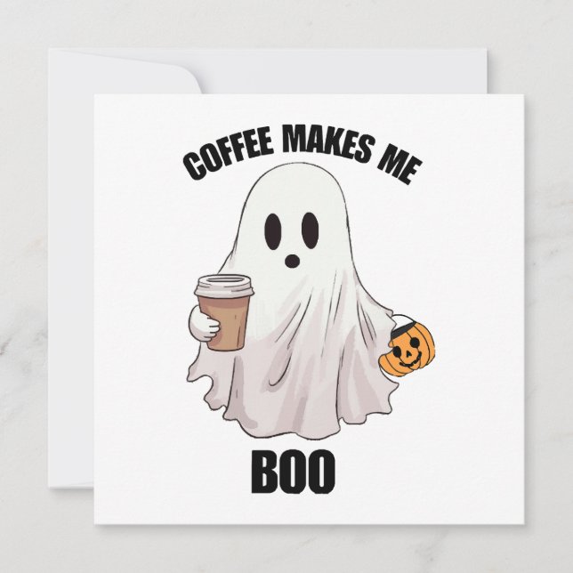 Carte Café fantôme Halloween drôle  (Devant)