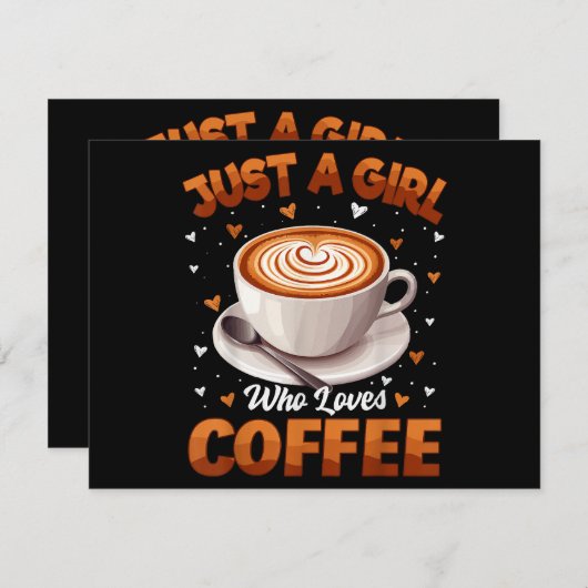 Carte Café Filles Femmes Juste Une Fille Qui Aime Café (Devant / Derrière)