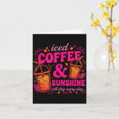 Carte Café glacé rétro & soleil drôle d'été (Fleur jaune)