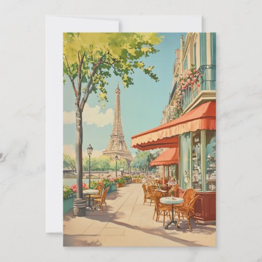 Carte Café parisien avec vue Eiffel (Devant)
