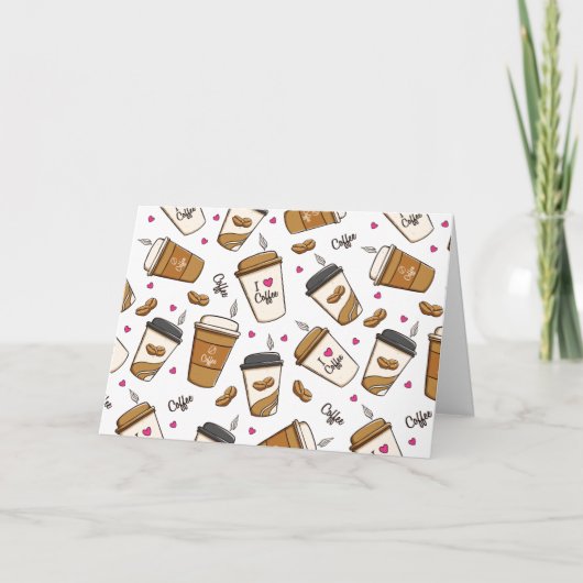 Carte Cafés, Fèves de café, Amateur de café, Coeurs (Devant)