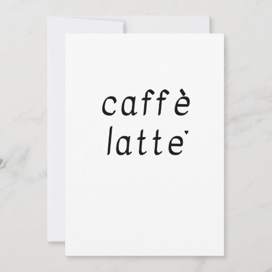 Carte Caffè latte - minimalistic typography card (Devant)
