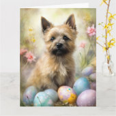 Carte Cairn Terrier avec les oeufs de Pâques (Fleur jaune)
