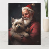 Carte Cairn Terrier Avec Noël Festif Du Père Noël (Devant)