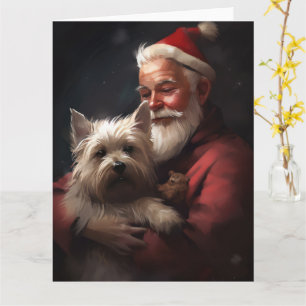 Carte Cairn Terrier Avec Noël Festif Du Père Noël