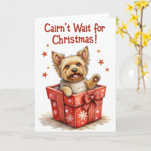 Carte Cairn Terrier Chien Noël Noël Salutation (Fleur jaune)