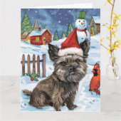 Carte Cairn Terrier Chien Winter Wonderland Noël Joie (Fleur jaune)