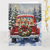 Carte Cairn Terrier Christmas Red Truck Holiday (Fleur jaune)