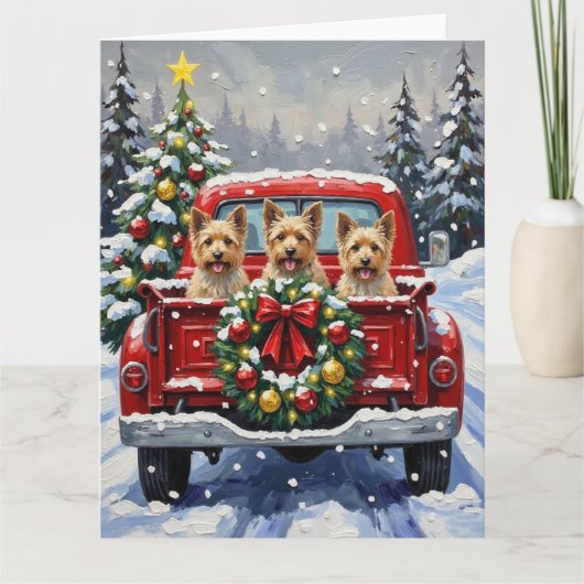 Carte Cairn Terrier Christmas Red Truck Holiday (Devant)