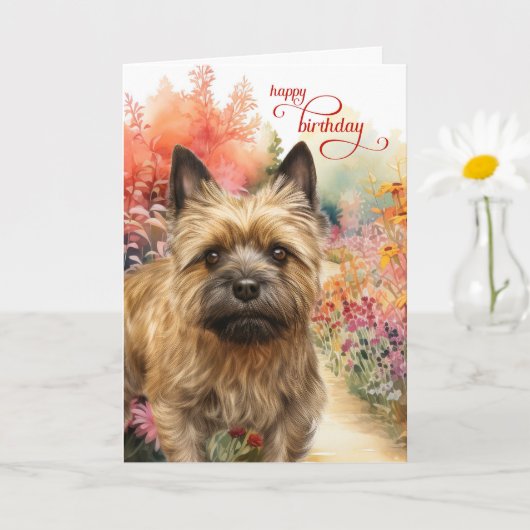Carte Cairn Terrier Dog Birthday Wishes Garden Path (Petite plante)