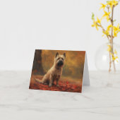 Carte Cairn Terrier en automne Leaves automne Inspire (Fleur jaune)