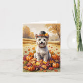 Carte Cairn Terrier En Automne Quitte L'Art Thanksgiving (Devant)
