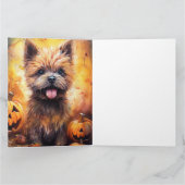 Carte Cairn Terrier Halloween avec citrouilles effrayant (Intérieur)