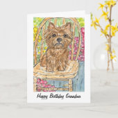 Carte Cairn Terrier Joyeux Anniversaire Grandma Gran Car (Fleur jaune)