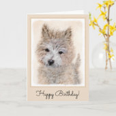 Carte Cairn Terrier Peinture Chiot - Art Chien original (Fleur jaune)