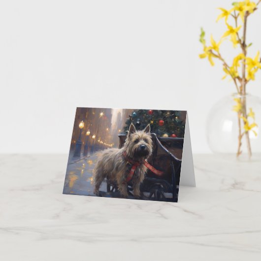 Carte Cairn Terrier période de fêtes de Noël (Fleur jaune)