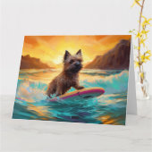 Carte Cairn Terrier Plage Surf Peinture (Fleur jaune)