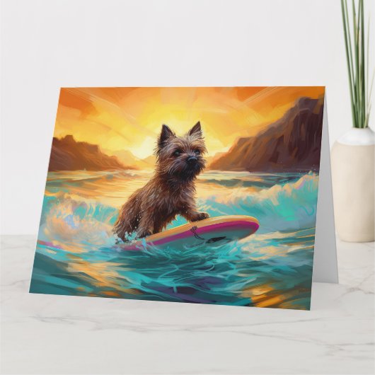Carte Cairn Terrier Plage Surf Peinture (Devant)
