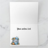 Carte Caisse de citrouilles bleues et oranges à l'aquare (Intérieur)