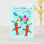 Carte Cajun Crawfish Joyeux anniversaire (Fleur jaune)