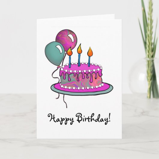 Carte Cake-013 Magenta & Turquoise (Devant)