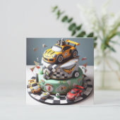 CARTE CAKE ANNIVERSAIRE DE ENFANT À THÈME DE VOITURE DE (Debout devant)