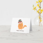 CARTE CAKE CAT ANNIVERSAIRE (Fleur jaune)
