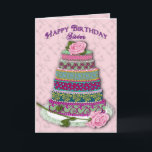 CARTE CAKE DECORATED<br><div class="desc">SWEET FEMININE BIRTHDAY GREETING WITH CAKE DECORATED MULTI-ANIMAL - SEE OTHER BIRTHDAY CARDS IMAGE COMMUNE, SECRET PAL, SISTER, GIRLFRIEND, DAUGHTER, SISTER LAW</div>