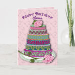 CARTE CAKE DECORATED<br><div class="desc">SWEET FEMININE BIRTHDAY GREETING WITH CAKE DECORATED MULTI-ANIMAL - SEE OTHER BIRTHDAY CARDS IMAGE COMMUNE,  SECRET PAL,  SISTER,  GIRLFRIEND,  DAUGHTER,  SISTER LAW</div>