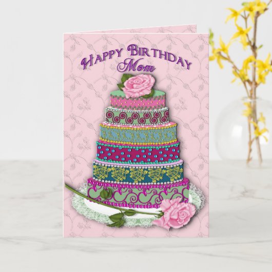 CARTE CAKE ROSES DE LA NUIT (Fleur jaune)