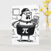 Carte Calculatrice drôle de poulet tenant un pot Prof de (Fleur jaune)