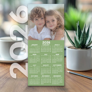 Carte Calendrier 1 Collage photo - Peut modifier vert -