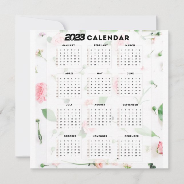 Carte calendrier 2023 floral (Devant)