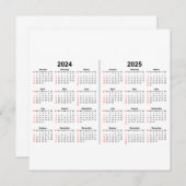 Carte Calendrier 2024 2025 2 ans noir blanc  (Devant / Derrière)