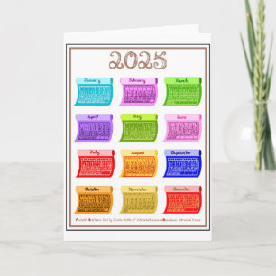 Carte Calendrier 2025 Bolt Tissu Police 12 Couleurs Mois