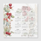 Carte Calendrier 2026 Elegant Red Berries Green (Devant)