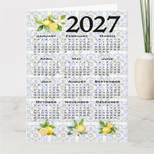 Carte Calendrier 2027 Citrons Italiens Tuiles Méditerran