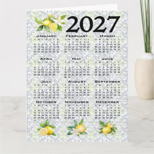 Carte Calendrier 2027 Citrons Italiens Tuiles Méditerran