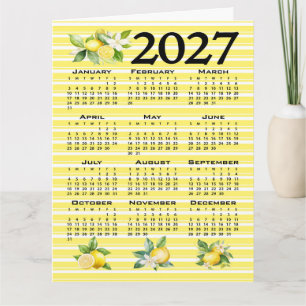 Carte Calendrier 2027 de style italien Citrons Rayures J
