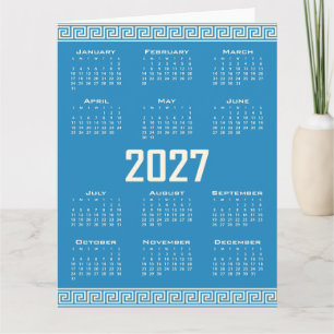 Carte Calendrier 2027, Méandre Grec, Cosmic Latte sur fo