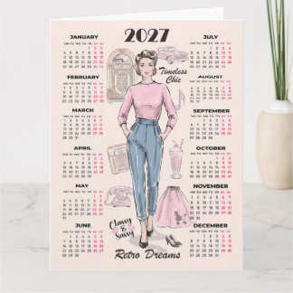 Carte Calendrier 2027 Rêves Rétro