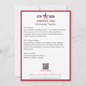Carte Calendrier America 250 Patriotic Red 2026 (Dos)