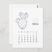 Carte Calendrier Cactus 2024 personnalisable de ma (Devant / Derrière)
