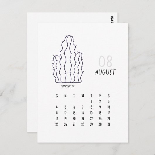 Carte Calendrier Cactus 2024 personnalisable en ao (Devant / Derrière)