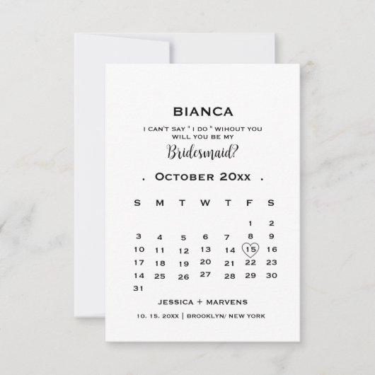 Carte Calendrier de calligraphie élégant pour propositio (Devant)