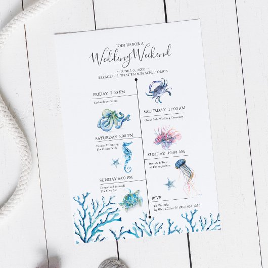 Carte Calendrier de week-end de mariage à la plage à l'a