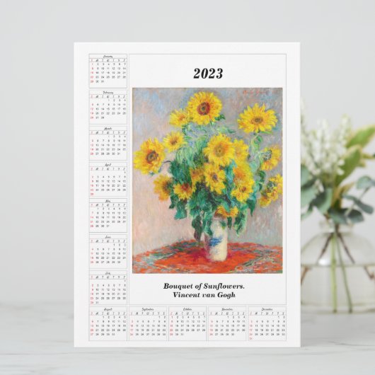 Carte Calendrier des tournesols pour 2023 Vincent van Go (Debout devant)