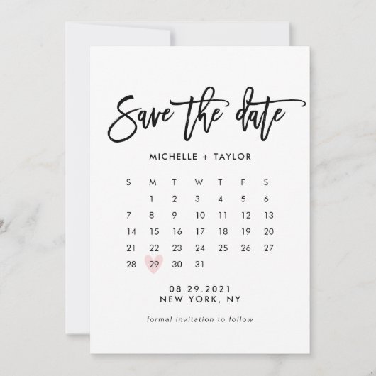 Carte Calendrier Enregistrer la date (Devant)