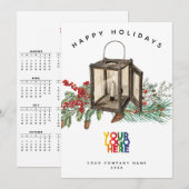 Carte Calendrier Entreprise 2026 Logo Entreprise Noël (Devant / Derrière)