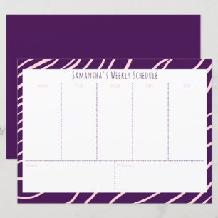 Carte Calendrier hebdomadaire personnalisé du budget pou